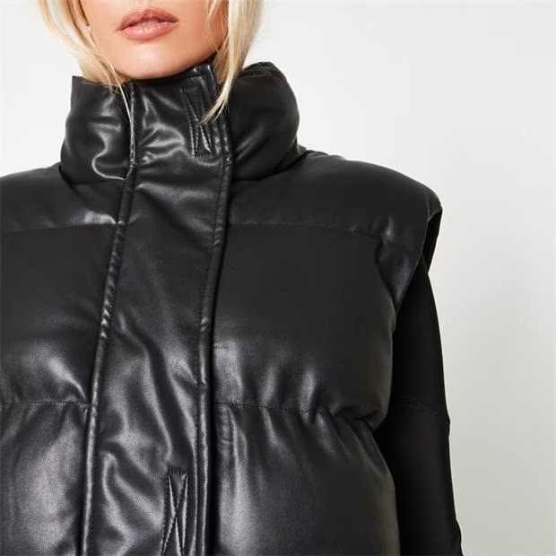 Кожаный жилет-пуховик английского бренда Missguided р. S 30013 - изображение 2