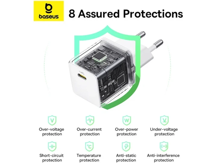Сетевой зарядний пристрій BASEUS Palm Fast Charger 30W Type-C to Type-C cable (P10111605213-01) - зображення 9