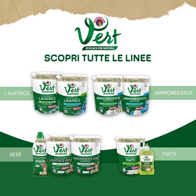 Засіб для прання дитячих речей на коротких циклах у дой паку ChanteClair Vert Lavatrice Bebe (аромат вівсяного молока) 1.2 л 30 прань - изображение 9