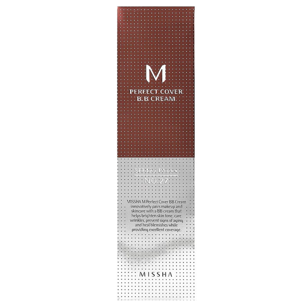 Ідеальний ВВ-крем Missha "M Perfect Cover №27 Honey Beige" із сонцезахистом для шкіри SPF 42 PA+++, відтінок № 27 медово-бежевий (50 мл / 1,7 рідк. унції) - Фото 2 Ідеальний ВВ-крем Missha "M Perfect Cover №27 Honey Beige" із сонцезахистом для шкіри SPF 42 PA+++, відтінок № 27 медово-бежевий (50 мл / 1,7 рідк. унції) - зображення 2