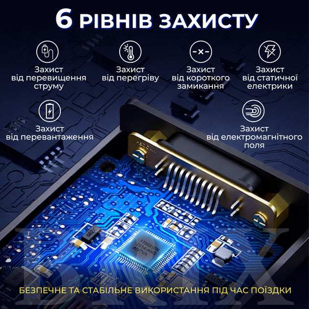FM-модулятор трансмиттер Bluetooth 5.0 с выдвижными кабелями Type-C/Lightning и быстрой зарядкой 100W Черный - изображение 3