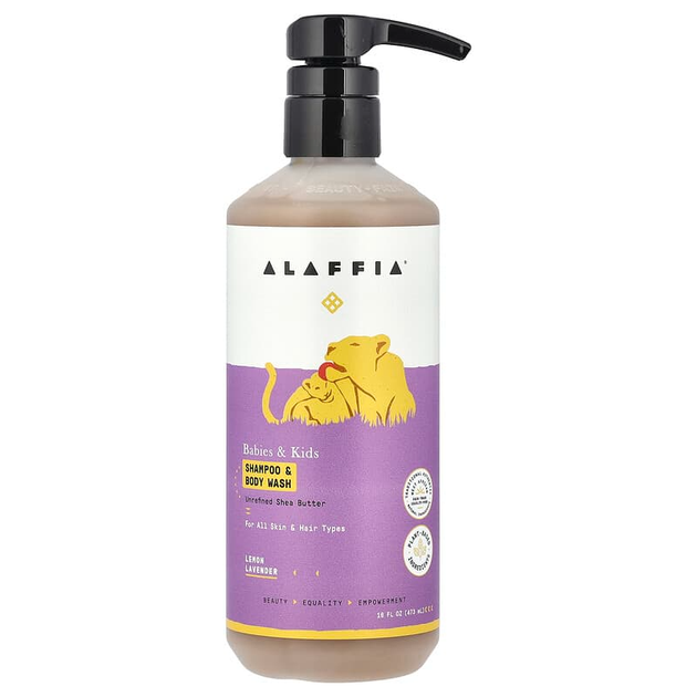 Детский шампунь гель для душа ALAFFIA "Shampoo Body & Wash" натуральный для всех типов кожи и волос с маслом Ши, лимоном и лавандой для младенцев и детей (473 мл / 16 жидк. унций) - Фото 1 Детский шампунь гель для душа ALAFFIA "Shampoo Body & Wash" натуральный для всех типов кожи и волос с маслом Ши, лимоном и лавандой для младенцев и детей (473 мл / 16 жидк. унций) - изображение 1