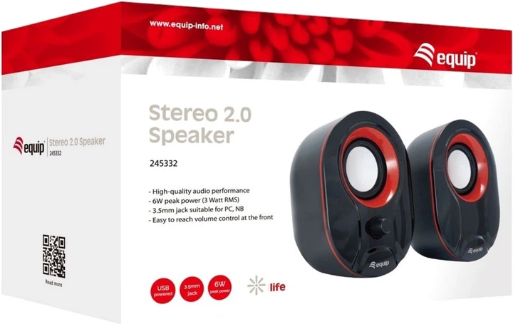 Акустична система Equip 245332 Stereo 2.0 Speaker 3W Black/Red - зображення 2