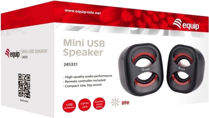 Акустична система Equip 245331 Mini USB Speaker 3W Black/Red - зображення 2