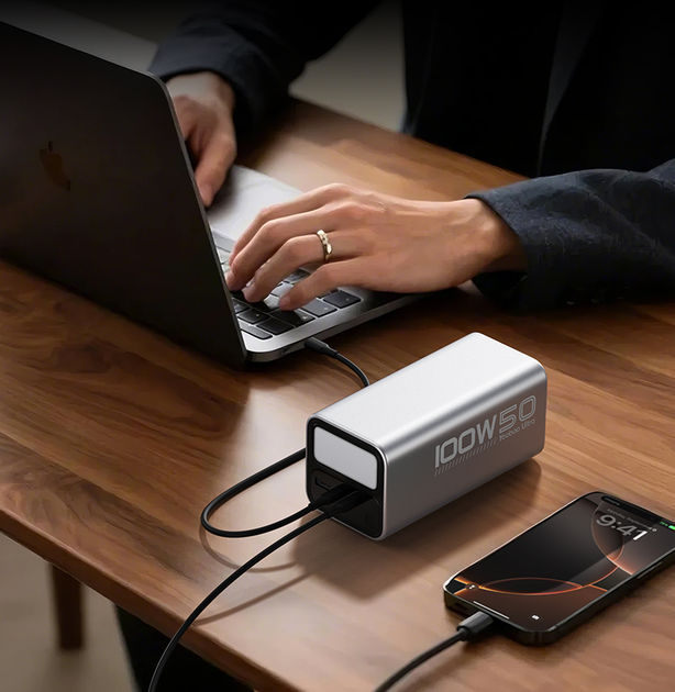 Повербанк 50000 мА·ч для ноутбука, Powerbank PD 100W, портативная зарядная станция, LED-дисплей, фонарик, Type-C - Фото 8 Повербанк 50000 мА·ч для ноутбука, Powerbank PD 100W, портативная зарядная станция, LED-дисплей, фонарик, Type-C - изображение 8