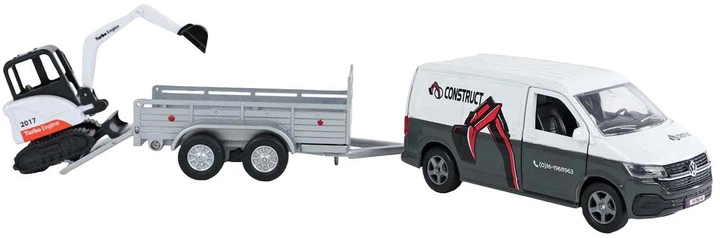 Autobus Kids Globe z przyczepą i koparką 520458 (8713219554395) - obraz 2