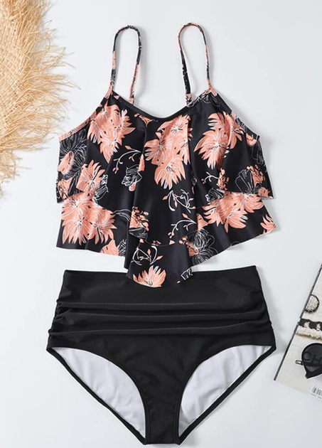 Женский раздельный купальник FS Bikini Set Ruffle High Waist топом-воланом М Комбинированый (9081) - Фото 5 Женский раздельный купальник FS Bikini Set Ruffle High Waist топом-воланом М Комбинированый (9081) - изображение 5