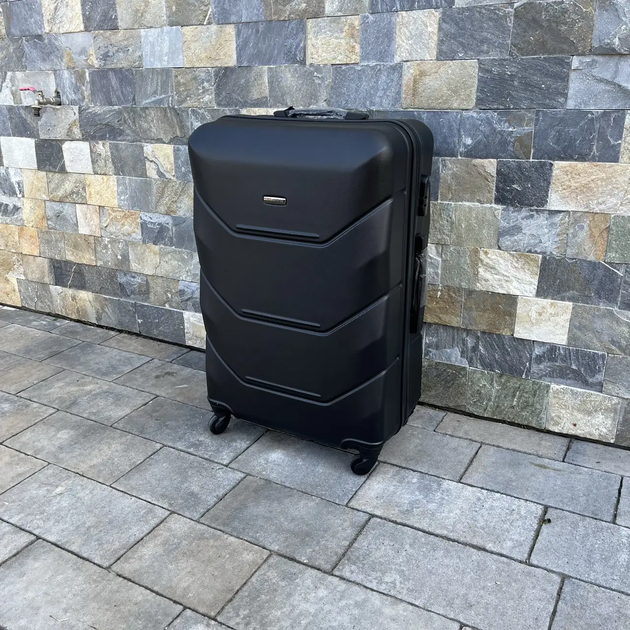 Валіза велика 92л дорожня на колесах Wings 147L Чорна з ABS Plus пластик кодовий замок TSA та телескопічна ручка - изображение 3