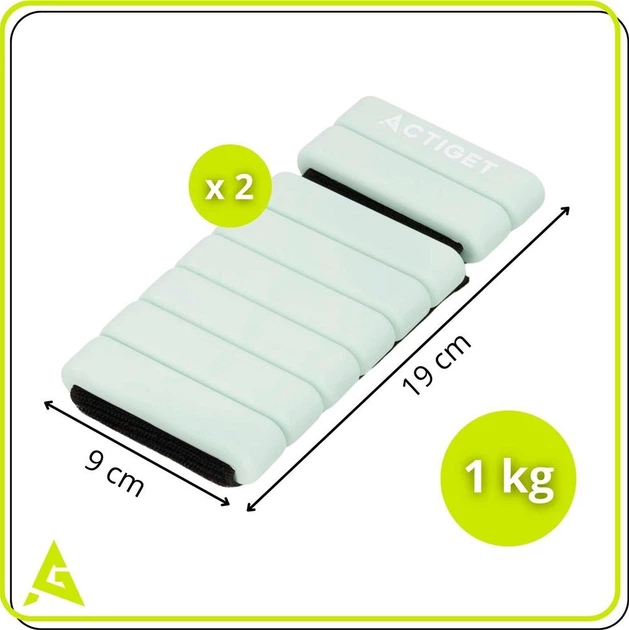 Obciążniki na ręce i nogi Actiget 1 kg Miętowe 2 szt. ACT0126 (5908455309486) - obraz 8