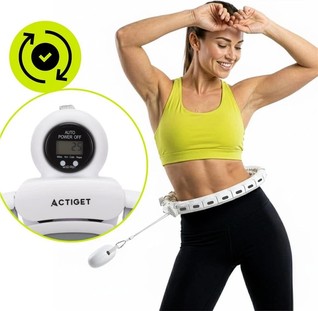 Hula-hop Actiget z obciążeniem, licznikiem i wypustkami masującymi 35 cm Biało-szary ACT0140 (5908455309622) - obraz 15