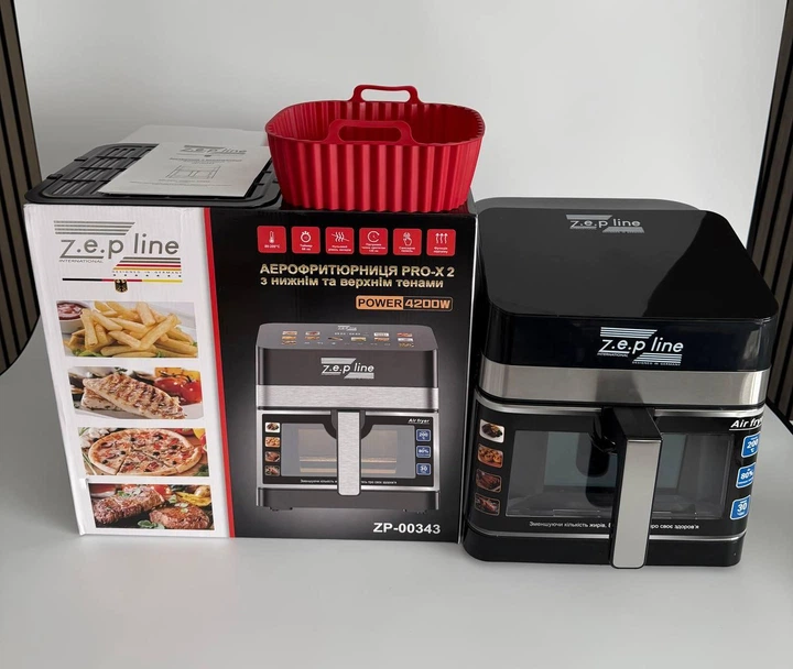 Аэрофритюрница Zepline, 4200 Вт, 13 л, аэрофритюрница без масла, кухонная мультипечь с окошком и формой - изображение 3