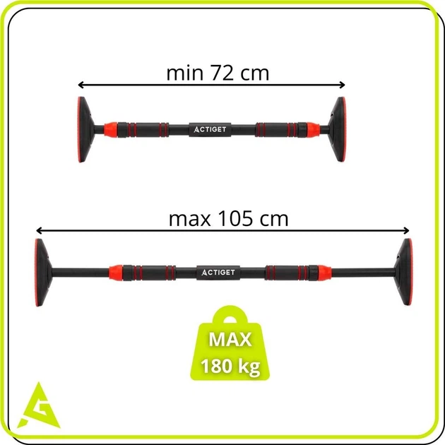 Drążek rozporowy Actiget do podciągania ze stali 72-105 cm ACT0168 (5908455309905) - obraz 15
