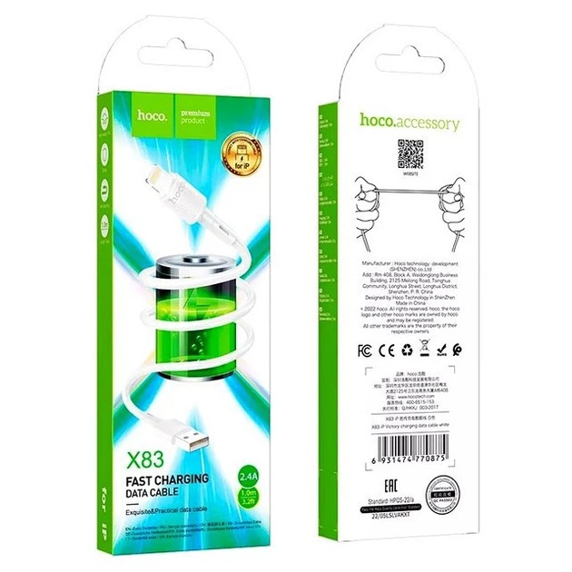 Кабель Hoco X83 Micro USB 2.4A для заряджання та передачі даних Білий - зображення 5