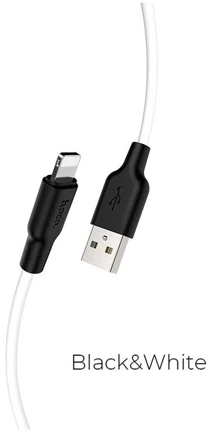 Кабель Hoco X21 Plus силіконовий Lightning 1м для iPhone Чорний з білим - Фото 6 Кабель Hoco X21 Plus силіконовий Lightning 1м для iPhone Чорний з білим - зображення 6