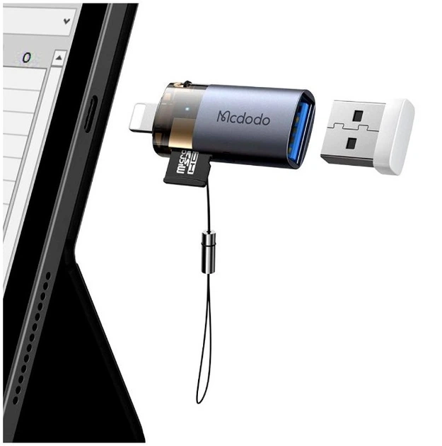 Адаптер McDodo USB-A to Lightning с TF Card Reader Черный 2-в-1 - изображение 3