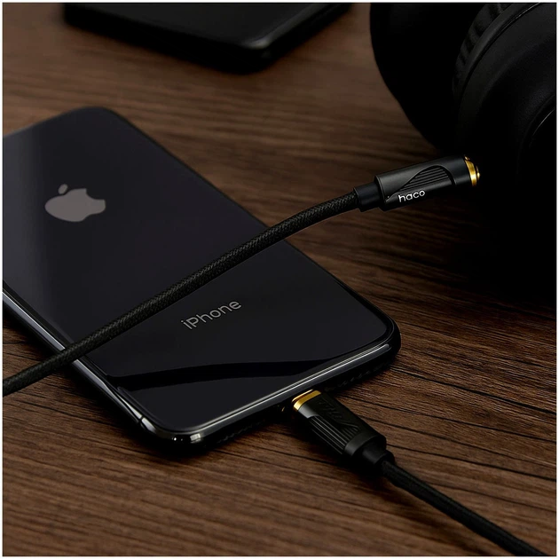 Кабель Hoco UPA30 Lightning 3.5mm Текстильная оплётка Черный - изображение 9