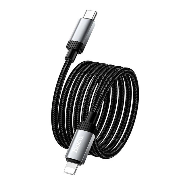 Кабель Hoco X117 Lightning текстильная оплётка 27W для iPhone черный - Фото 5 Кабель Hoco X117 Lightning текстильная оплётка 27W для iPhone черный - изображение 5