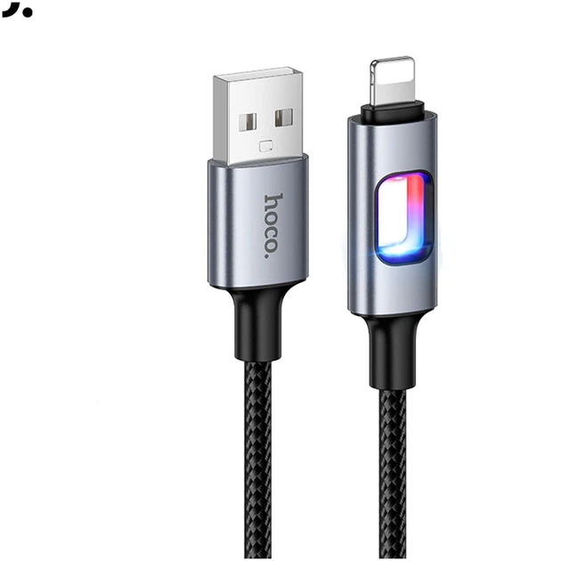 Кабель Hoco U144 Lightning 1.2м 2.4A чорний для iPhone із захистом від перегинів - зображення 6