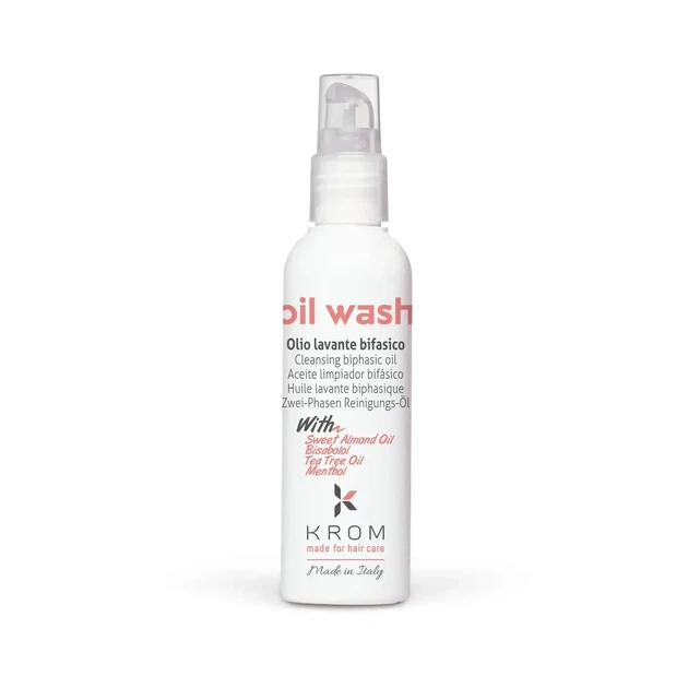 Масло очищающее KROM Oil Wash двухфазное с маслом сладкого миндаля, маслом чайного дерева и ментолом 100 мл - Фото 2 Масло очищающее KROM Oil Wash двухфазное с маслом сладкого миндаля, маслом чайного дерева и ментолом 100 мл - изображение 2