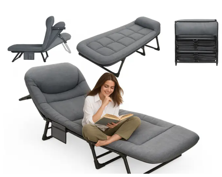Портативне розкладне ліжко Relax Outdoor 180×60×30 см, металеве, 5 положень спинки, навантаження до 120 кг - Фото 2 Портативне розкладне ліжко Relax Outdoor 180×60×30 см, металеве, 5 положень спинки, навантаження до 120 кг - изображение 2
