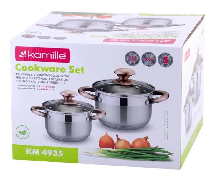 Набір каструль Kamille KM-4935 з нержавіючої сталі 4 пр - Фото 8 Набір каструль Kamille KM-4935 з нержавіючої сталі 4 пр - зображення 8