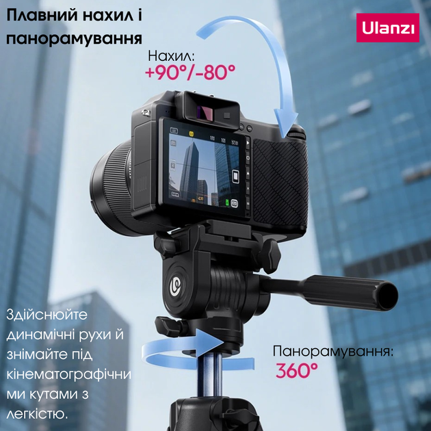 Качественный штатив для телефона и камеры фотоаппарата алюминиевый профессиональный трипод 360° Tripod Ulanzi - Фото 7 Качественный штатив для телефона и камеры фотоаппарата алюминиевый профессиональный трипод 360° Tripod Ulanzi - изображение 7