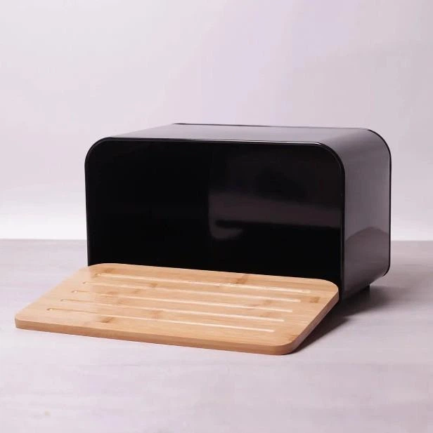 Хлебница Kamille KM-1107 сталь и бамбук 35×20×21,5 см черная - изображение 6