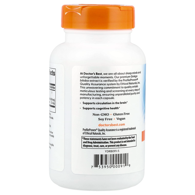 Гінкго Білоба Doctor's s Best "Extra Strength Ginkgo" для поліпшення пам'яті, 120 мг (120 капсул) - Фото 3 Гінкго Білоба Doctor's s Best "Extra Strength Ginkgo" для поліпшення пам'яті, 120 мг (120 капсул) - зображення 3