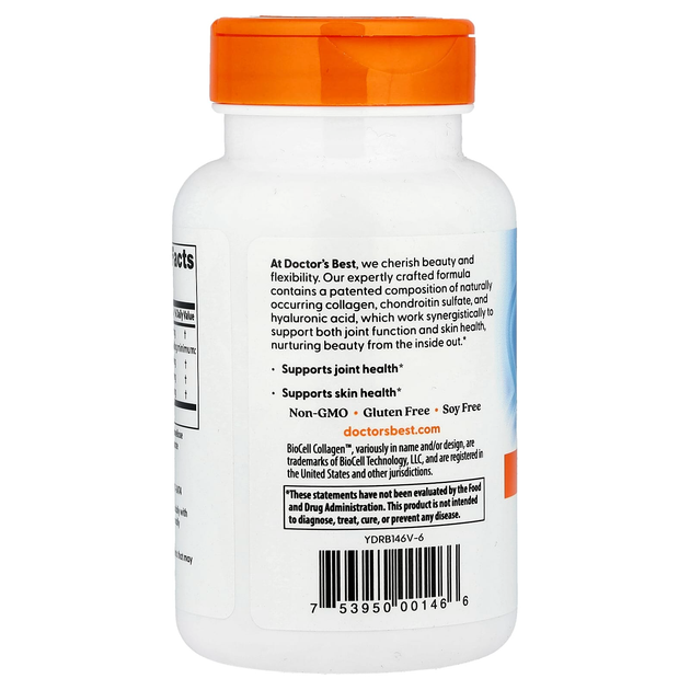 Гиалуроновая кислота и Сульфат хондроитина Doctor's Best "Hyaluronic Acid + Chondroitin Sulfate" хондропротектор (60 капсул) - изображение 3