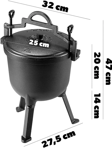 Kociołek żeliwny Kadax Hagen myśliwski 7 L K8421 (5903699477670) - obraz 7