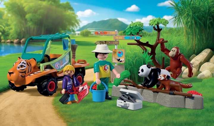 Набір іграшок Playmobil Animals and Friends Zoo: Доглядач тварин з транспортним засобом 72072 (4008789720726) - зображення 3