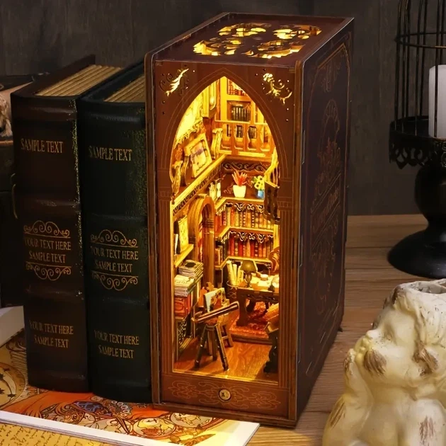 Конструктор Book Nook "Library of Books" Sl-06 NB1920 - Бук Нук Библиотека, DIY румбокс на книжную полку с подсветкой - Фото 7 Конструктор Book Nook "Library of Books" Sl-06 NB1920 - Бук Нук Библиотека, DIY румбокс на книжную полку с подсветкой - изображение 7