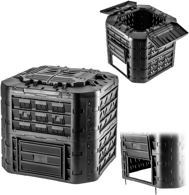 Садовий компостер Kadax Fixem 650 л Чорний K10267 (5903699499009) - зображення 5