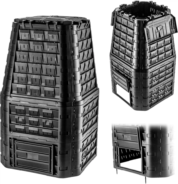 Садовий компостер Kadax Yutz 1050 л Чорний K10266 (5903699498996) - зображення 6