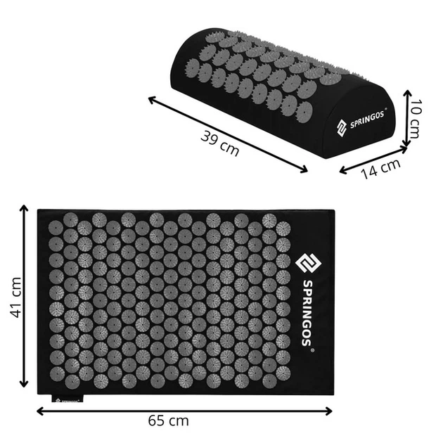 Mata zdrowotna do akupresury Springos FA0156 z kolcami z poduszką 65 x 41 cm Szaro-czarna (5907719490229) - obraz 6