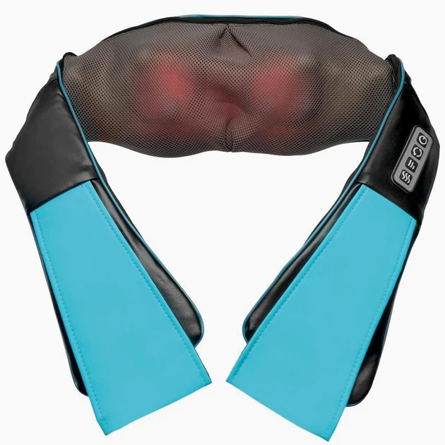 Масажер роликовий Massager of neck kneading Shiatsu для шиї, спини та всього тіла з підігрівом чорно-синій - зображення 3
