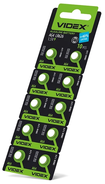 Батарейка годинникова Videx AG 4/LR626 BLISTER CARD 10шт 23267 - зображення 2