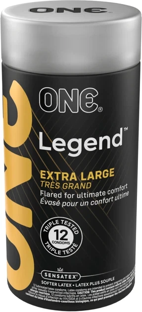 Презервативи ONE Legend 12 штук XL збільшений розмір ONE в упаковці extra legre - Фото 1 Презервативи ONE Legend 12 штук XL збільшений розмір ONE в упаковці extra legre - зображення 1
