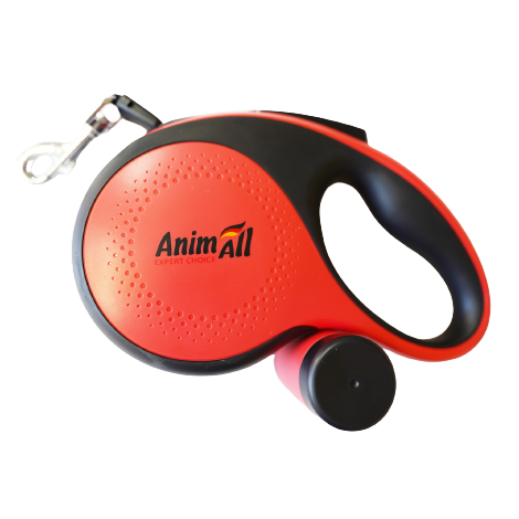 AnimAll Рулетка-повідець з диспенсером ХL до 50 кг/8 метрів, червоний - Фото 1 AnimAll Рулетка-повідець з диспенсером ХL до 50 кг/8 метрів, червоний - зображення 1