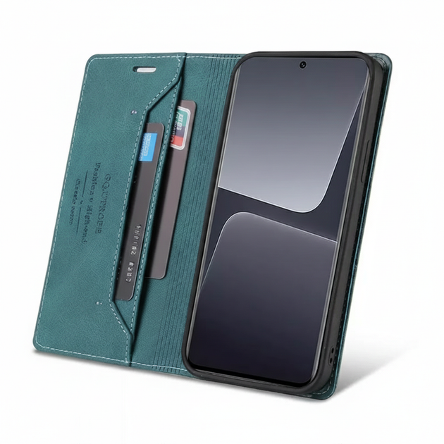 Чехол книжка на магните G.Q. для Poco M8 Pro 5G зеленый бумажник - Фото 2 Чехол книжка на магните G.Q. для Poco M8 Pro 5G зеленый бумажник - изображение 2