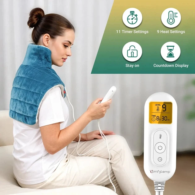 Утяжеленная электрогрелка для шеи и плеч Comfytemp (1 кг), 9 режимов, Таймер - изображение 8