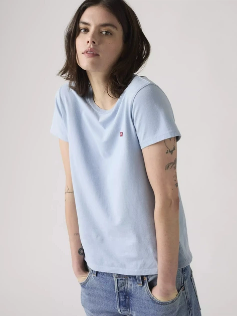 T-shirt damski bawełniany Levi`s Perfect Tee 39185-0398 XS Błękitny (5401187374673) - obraz 3