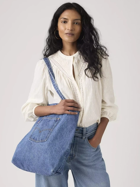 Сумка шопер жіноча джинсова Levi`s Back Pocket Tote Elevation 005FV-0000 Синя (5401030717589/5401187676845) - зображення 2