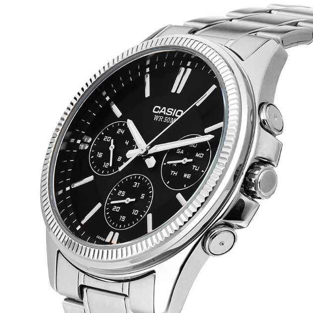 Casio MTP-1375D-1A мужские кварцевые часы стальной браслет черный циферблат - изображение 2