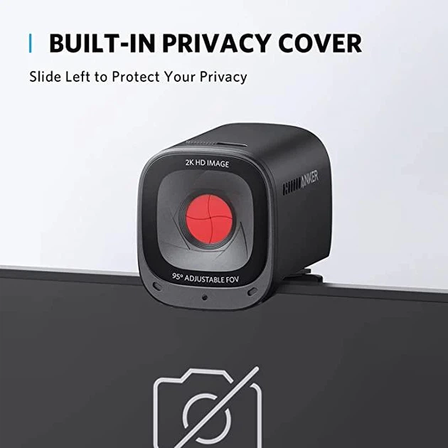 Веб-камера Anker PowerConf C200 з двома мікрофонами (2K 30FPS) Black - Фото 5 Веб-камера Anker PowerConf C200 з двома мікрофонами (2K 30FPS) Black - изображение 5
