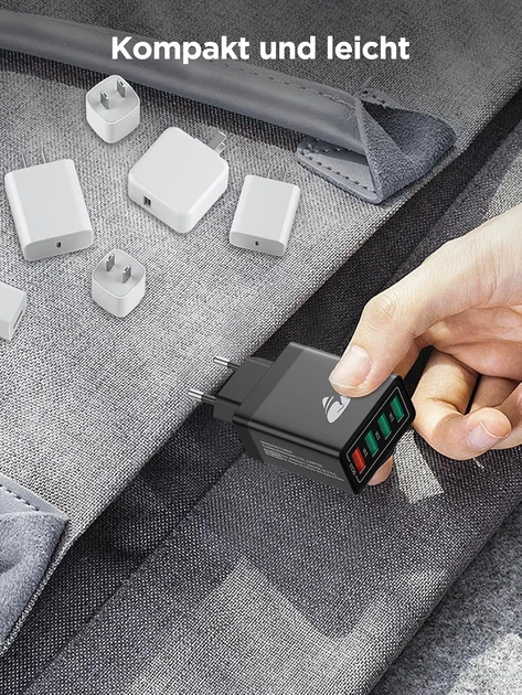 Мережевий USB адаптер Yosou 33W на 4 USB-порти — Швидка зарядка Quick Charge 3.0 для iPhone та Samsung - зображення 6