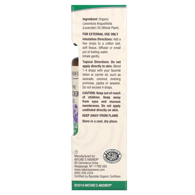 Органическое эфирное масло лаванды Nature's Answer "Lavender Organic Essential Oil" (15 мл) - изображение 3