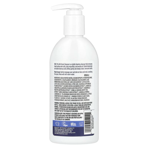 Гель для вмивання обличчя BWC, Beauty Without Cruelty "Facial Cleanser" засіб для нормальної і жирної шкіри, комплекс з 3%-вим АГК без мила (250 мл / 8,5 рідк. унції) - зображення 2