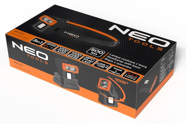 Ліхтар налобний NEO Tools акумуляторнийз базою 99-127 (5906692019045) - зображення 16