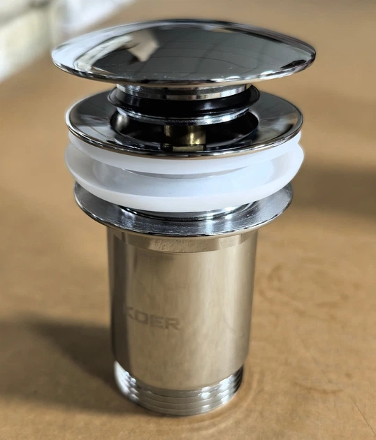 Донный клапан для раковины Koer PW-08-01 1 1/4'' без перелива автоматический СLICK-СLACK (Цвет хром - Фото 3 Донный клапан для раковины Koer PW-08-01 1 1/4'' без перелива автоматический СLICK-СLACK (Цвет хром - изображение 3